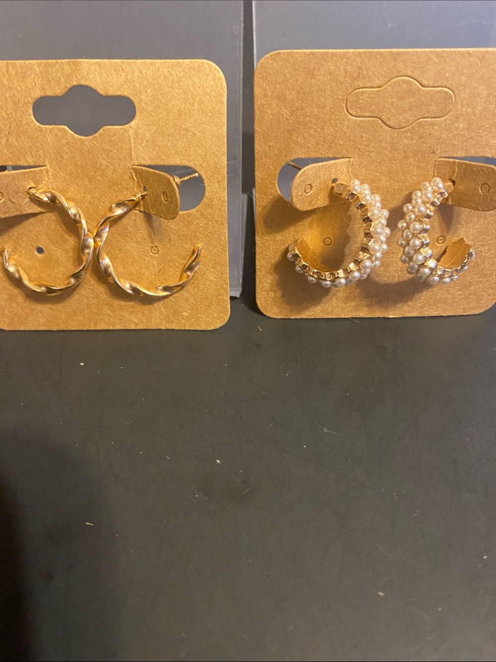 Gold Pearl-Accent Hoop Earrings - Women Jewelry
